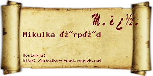 Mikulka Árpád névjegykártya